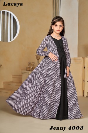 Pure Printed Maslin Silk Black Gown